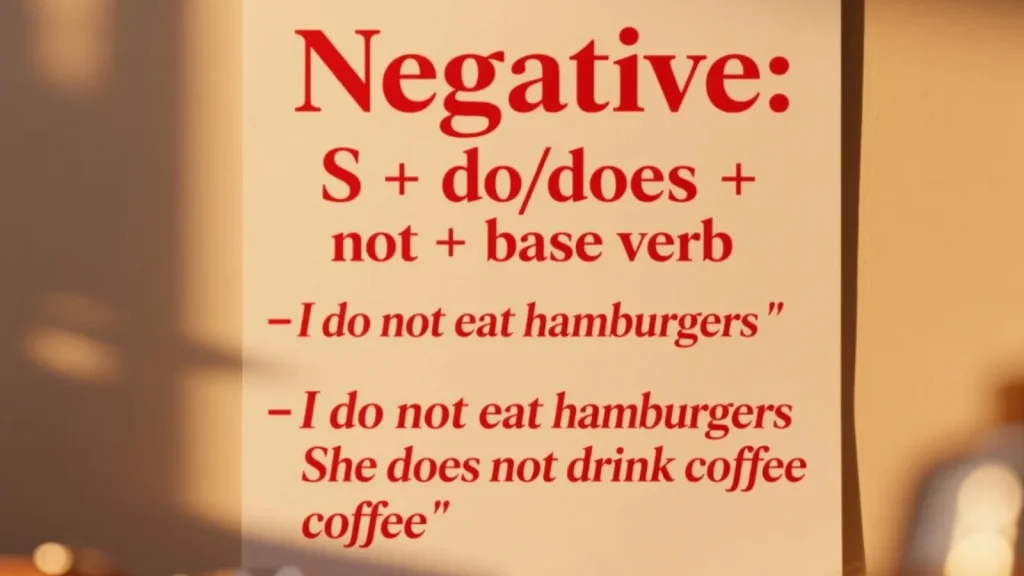 Phủ định: S + do/does + not + V nguyên thể