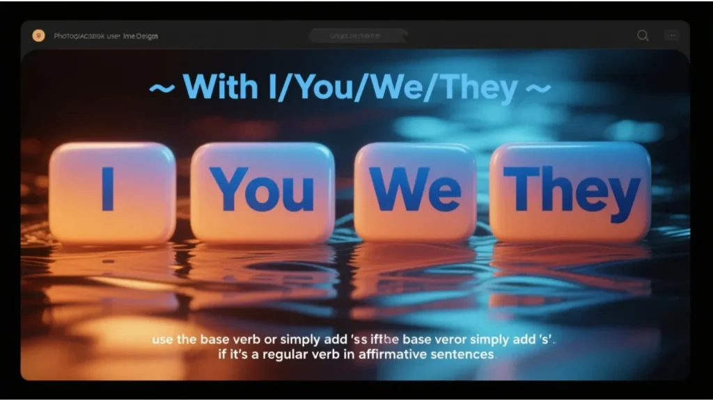 Với I/You/We/They → dùng động từ nguyên thể hoặc chỉ thêm “s” nếu là động từ thường ở câu khẳng định