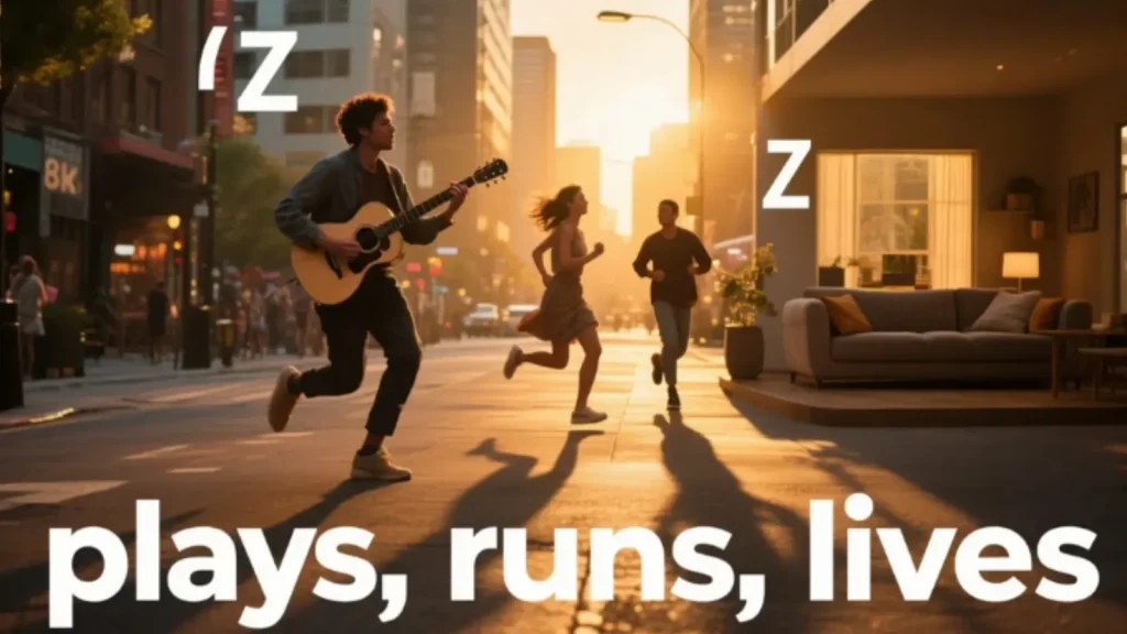 /z/ với các trường hợp còn lại: plays, runs, lives