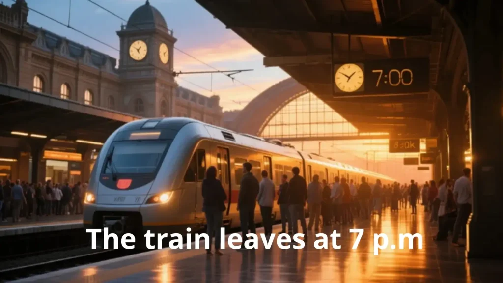 Lịch trình, thời gian biểu cố định: The train leaves at 7 p.m