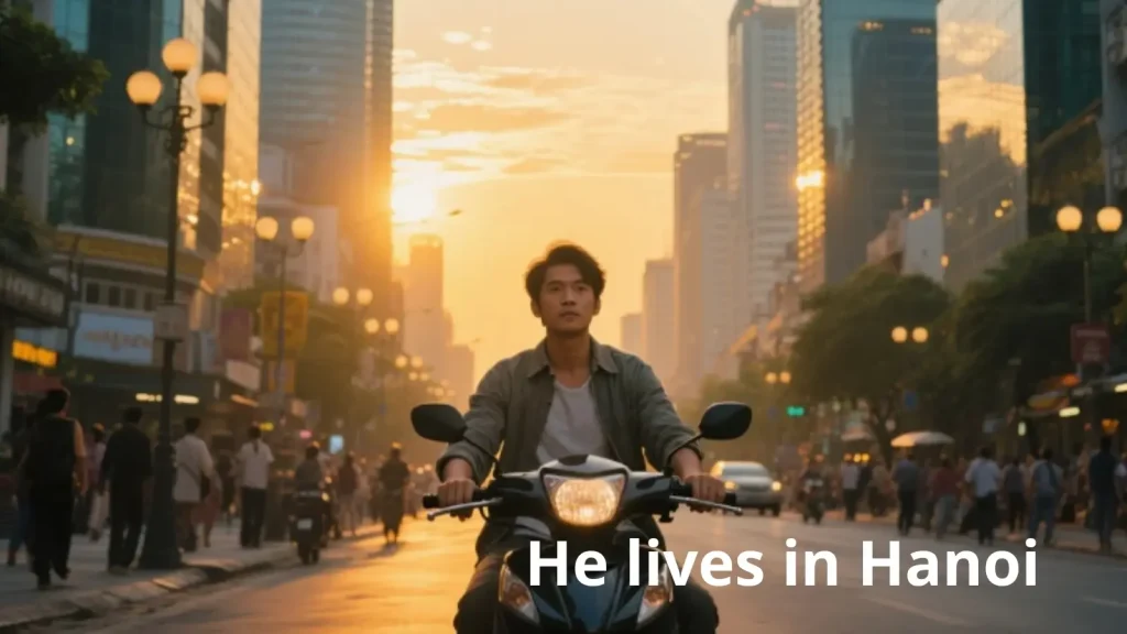 Tình huống vĩnh viễn hoặc dài hạn: He lives in Hanoi