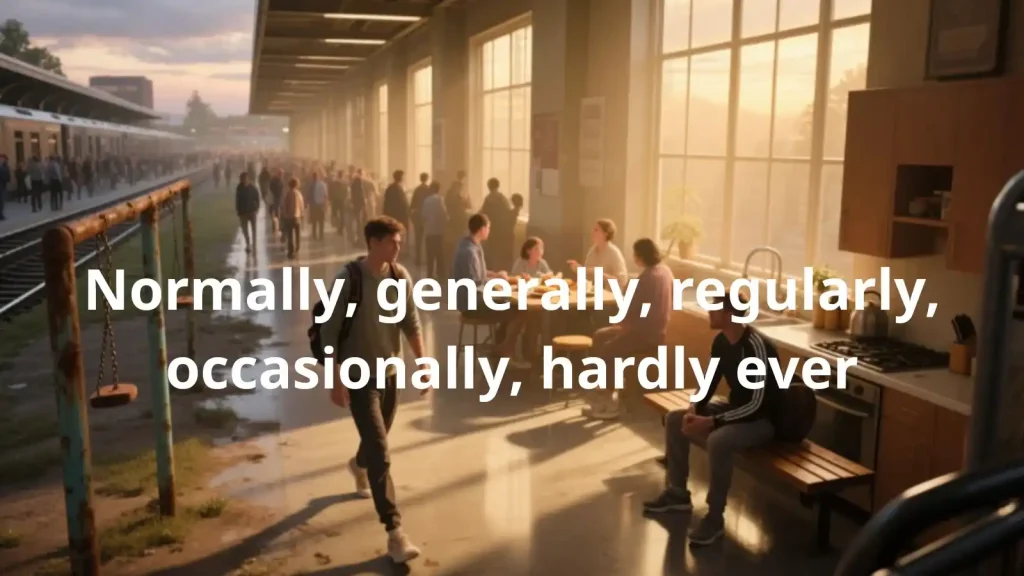 Normally, generally, regularly, occasionally, hardly ever