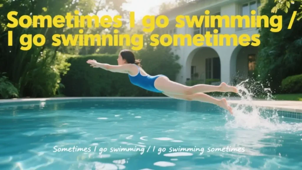 Có thể đứng đầu hoặc cuối câu để nhấn mạnh: Sometimes I go swimming. / I go swimming sometimes