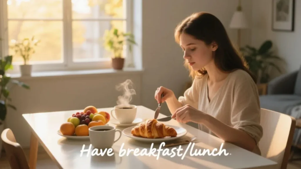 “Have” trong “have breakfast/lunch” là hành động → có thể dùng Continuous