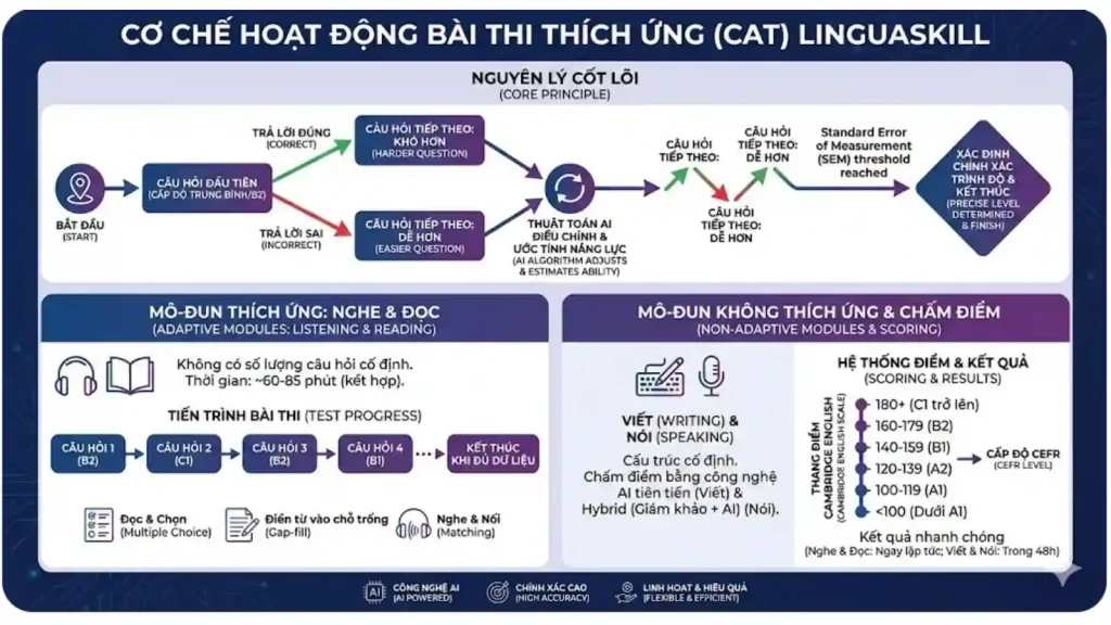 Bài thi thích ứng (CAT) LinguaSkill hoạt động như thế nào?