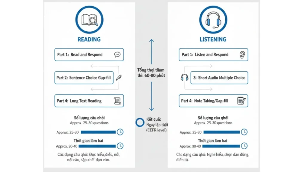 Cấu trúc bài thi LinguaSkill Reading and Listening