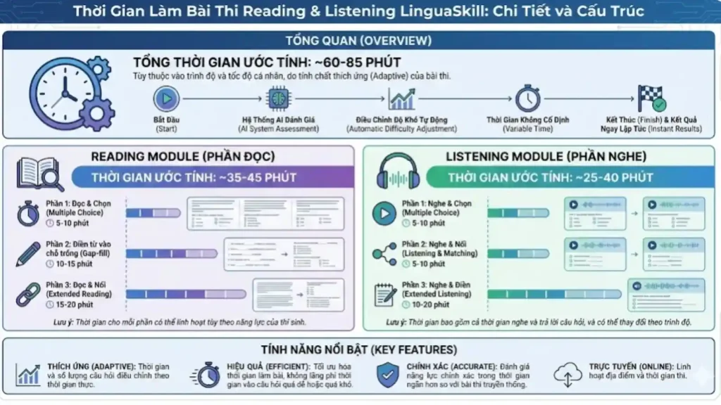 Thời gian làm bài thi Reading & Listening LinguaSkill