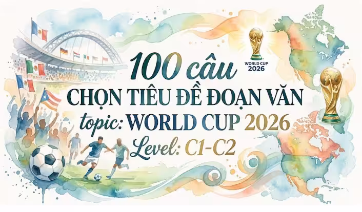 100 câu Chọn tiêu đề đoạn văn topic World Cup 2026 Level: C1-C2