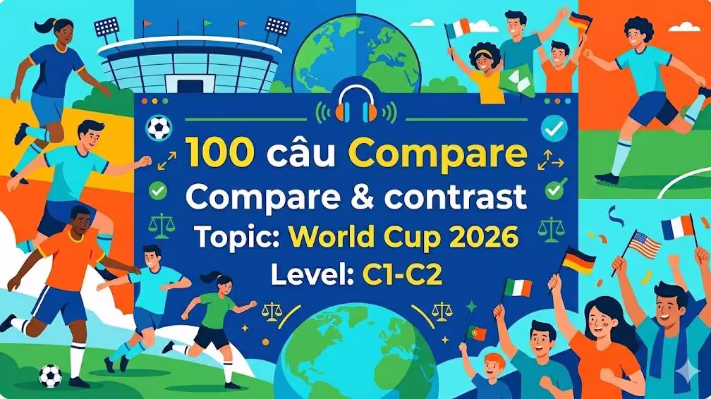 100 câu Compare & contrast Topic: World Cup 2026 Level: C1-C2