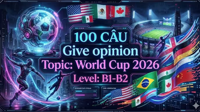 100 câu Give opinion Topic: World Cup 2026 Level: B1-B2