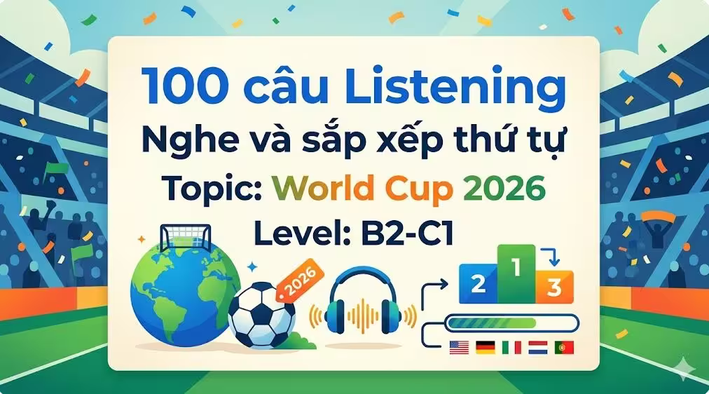 100 câu Listening Nghe và sắp xếp thứ tự Topic: World Cup 2026 Level: B2-C1