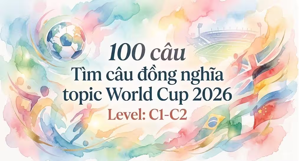 100 câu Tìm câu đồng nghĩa topic World Cup 2026 Level: C1-C2