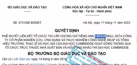 Tính Pháp Lý Của Chứng Chỉ Linguaskill